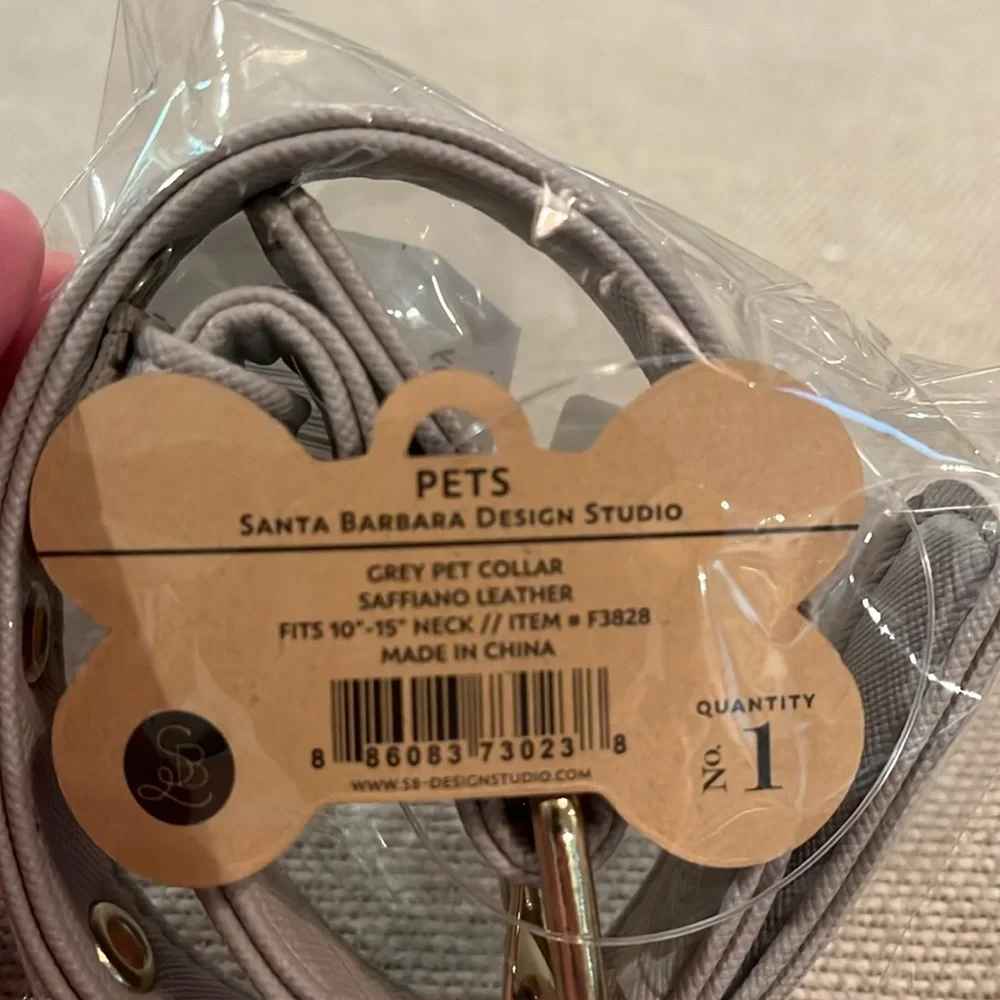 Grey Saffiano Dog Collar/NWT